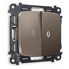 Выключатель проходной двухклавишный с подсветкой без рамки ambrella volt quant mo634035